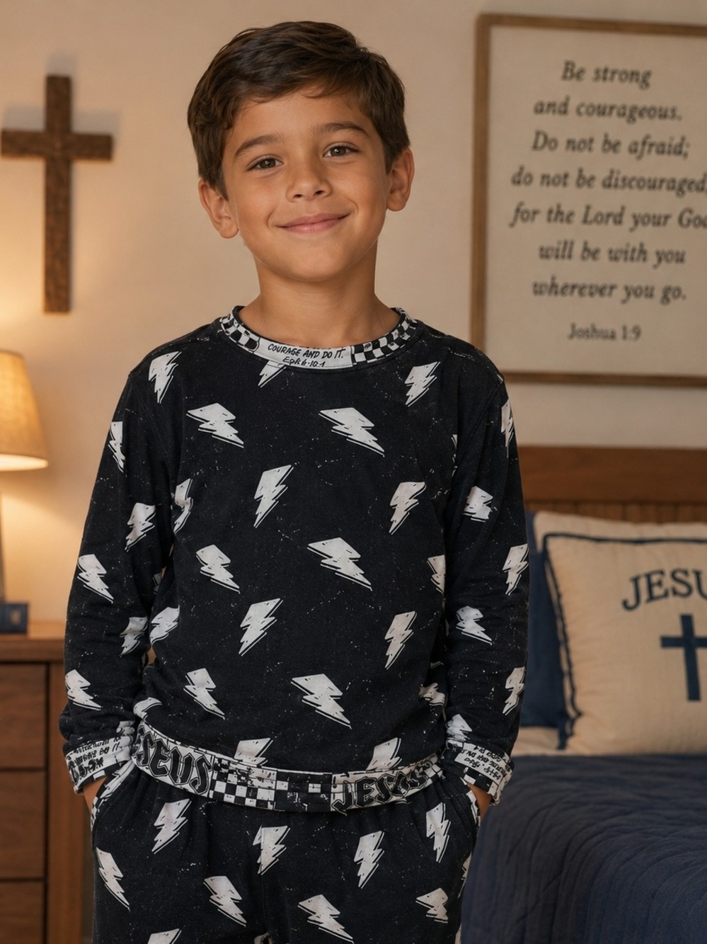 Faith Based Lightning Bolt Jogger Set Boys Size 7/8